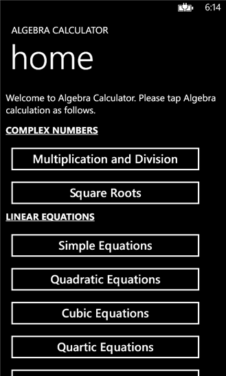 Algebra Calculator 1.0.0.0
