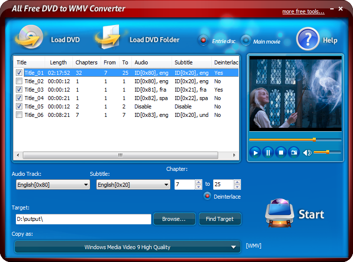 All Free DVD to WMV Converter 5.9.9