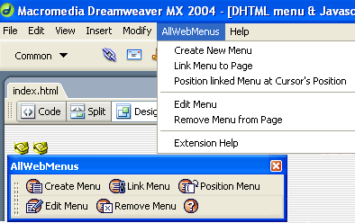 AllWebMenus Javascript Menu Dreamweaver Extension 1.0.1