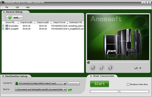Aneesoft Free PS3 Video Converter for Windows 2.0.0.0