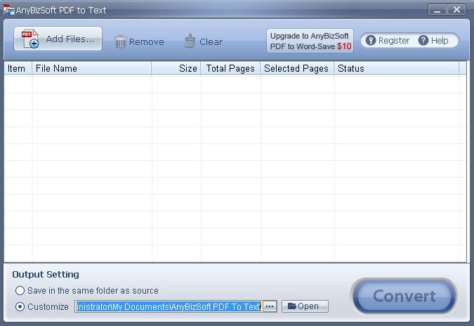 AnyBizSoft Free PDF to Text Converter 1.0.0.6