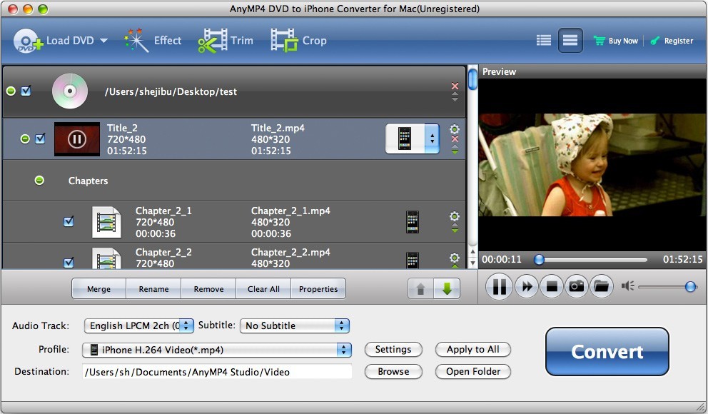 AnyMP4 DVD to iPhone 5 Converter for Mac 6.1.22