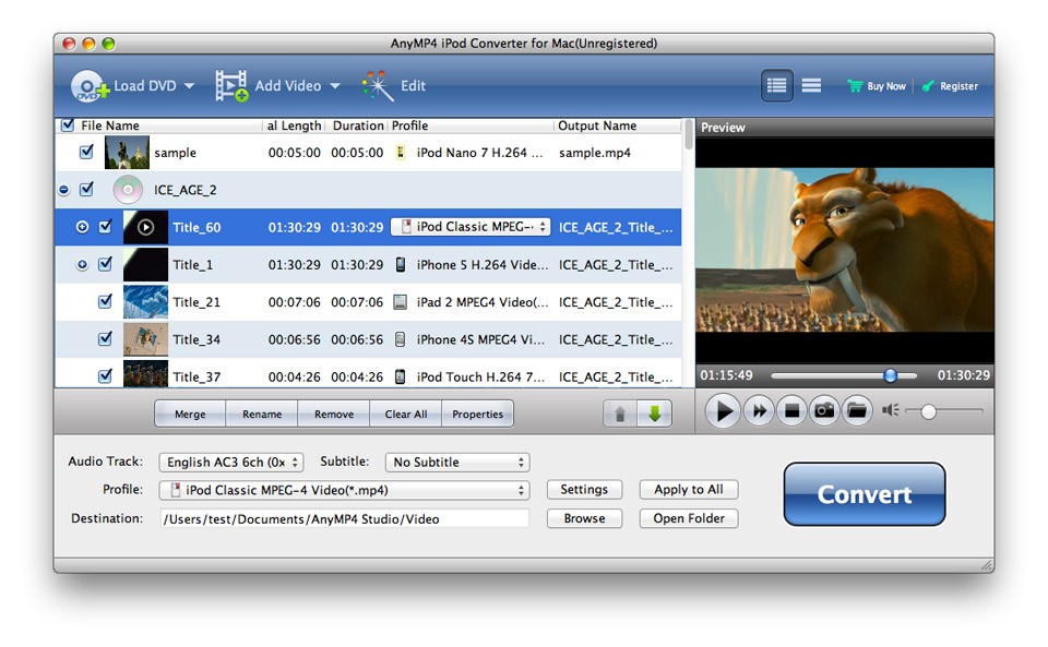 AnyMP4 iPod Converter for Mac 6.1.52