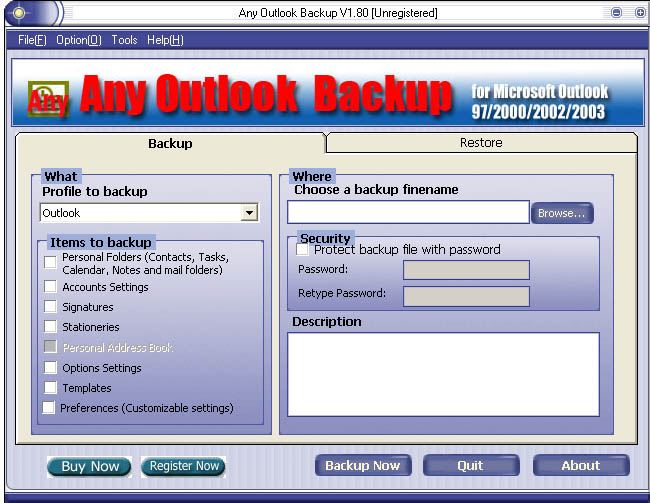 AnyOutlook Backup 1.80