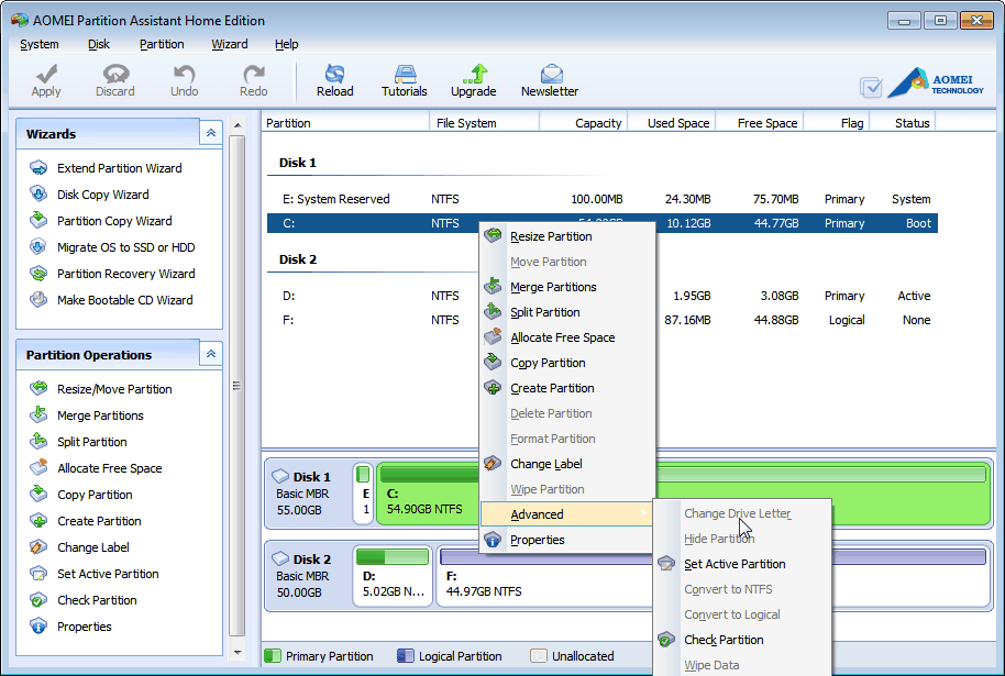 Aomei Partition Assistant Home Edition 5.1