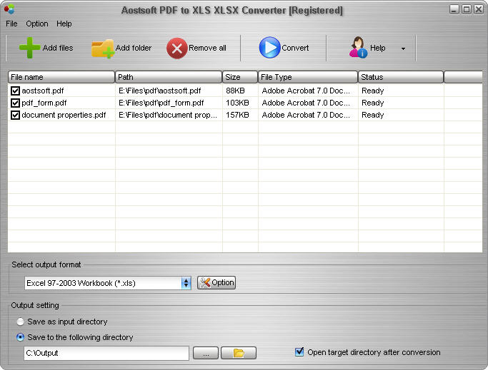 Aostsoft PDF to XLS XLSX Converter 3.8.3