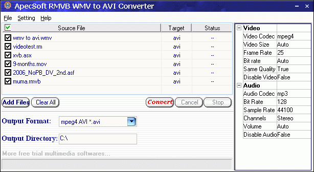 ApecSoft RMVB WMV to AVI Converter 1.01