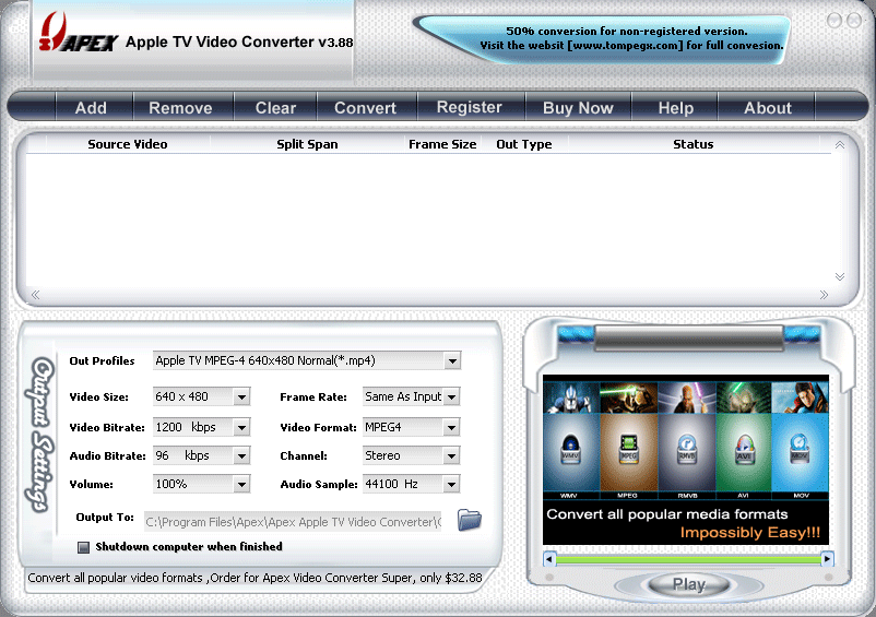 Apex Apple TV Video Converter 7.1