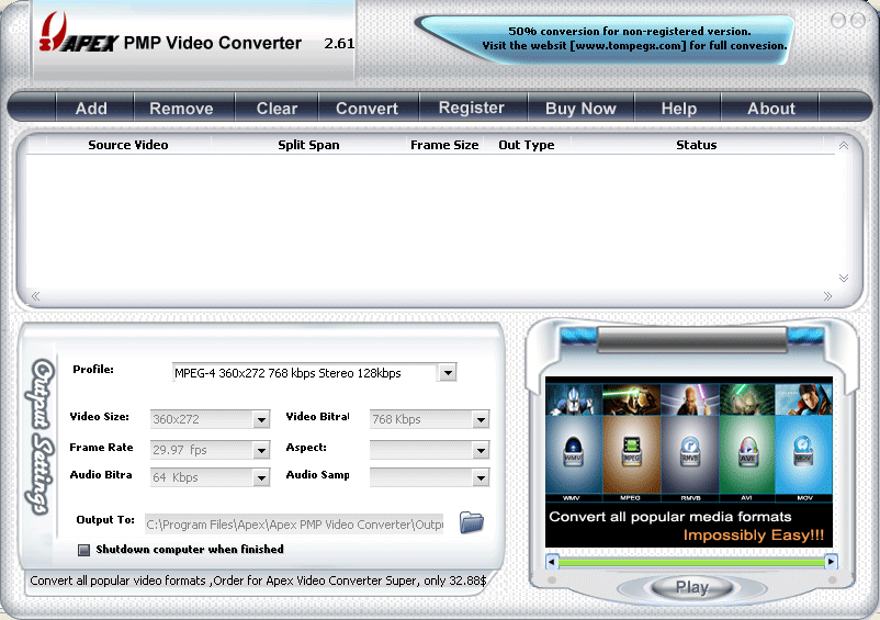 Apex PMP Video Converter 8.26
