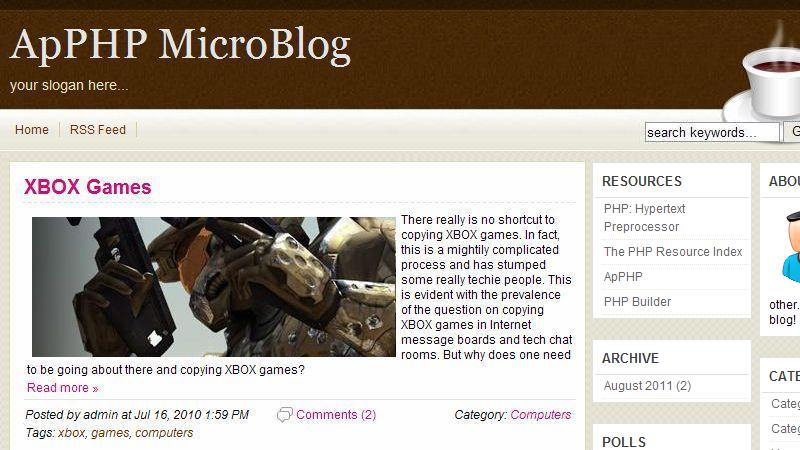 ApPHP MicroBlog Personal PHP Web Blog 4.1.1