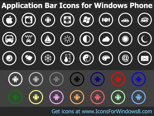 Application Bar Icons for Windows Phone 2012.1
