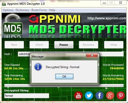 Appnimi MD5 Decrypter 1.0