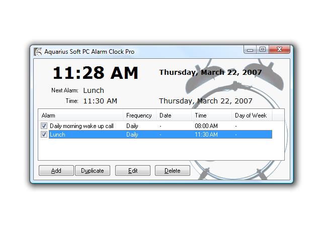 Aquarius Soft PC Alarm Clock Pro 3.8