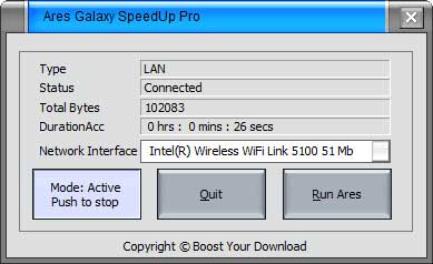 Ares Galaxy SpeedUp Pro 3.2.0