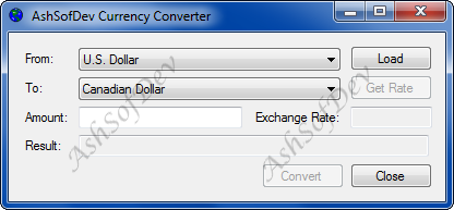 AshSofDev Currency Converter 1.0.0.0