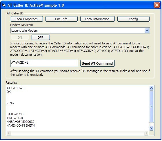 AT Caller ID ActiveX (OCX) 1.0