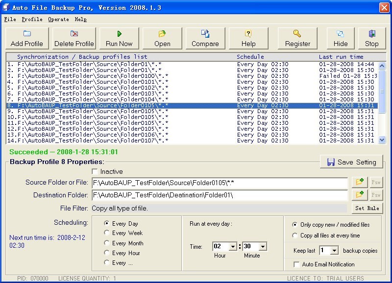Auto File Backup Pro 2008.1.3
