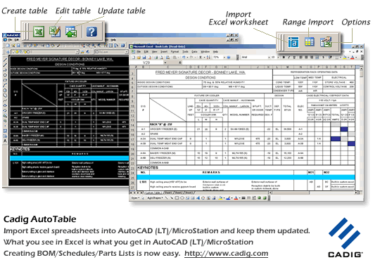AutoCAD LT Excel- {Cadig AutoTable 3.x} 3.6