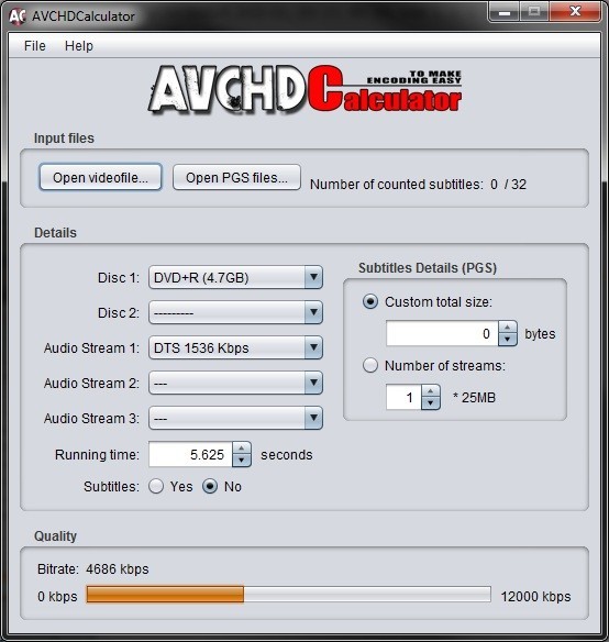 AVCHDCalculator for Windows 1.2