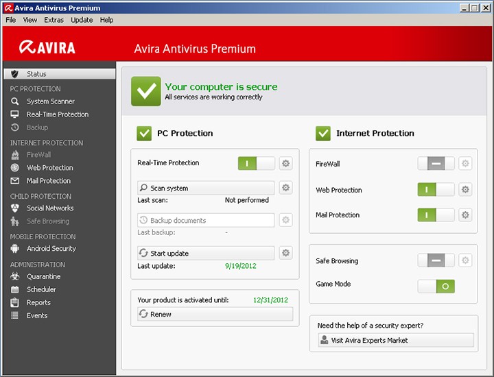 Avira Antivirus Premium 2013 13.0.0.3895