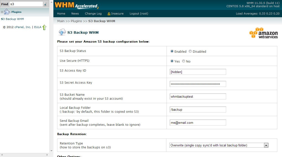 Backup WHM To Amazon S3 1