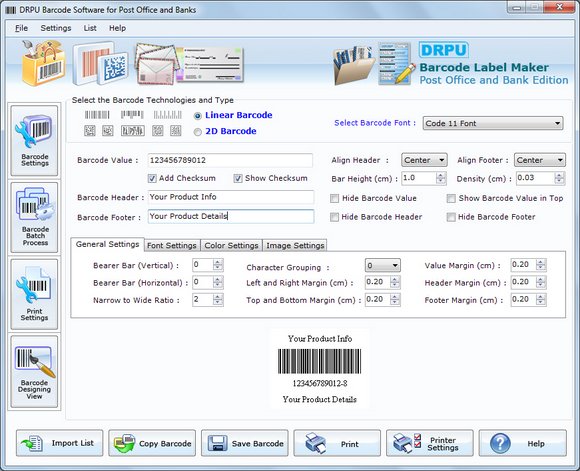 Barcode Fonts for Post Office and Banks 7.3.0.1