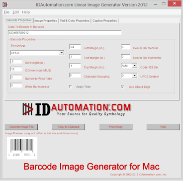 Barcode Image Generator for Mac 2011