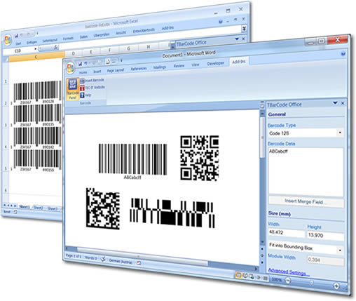 Barcode Word/Excel Add-In TBarCode Office 10.5.5