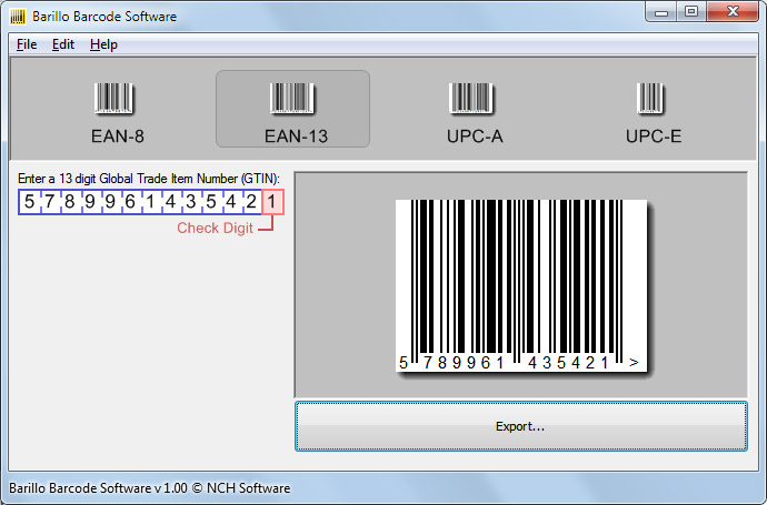 Barillo Barcode Software 1.01