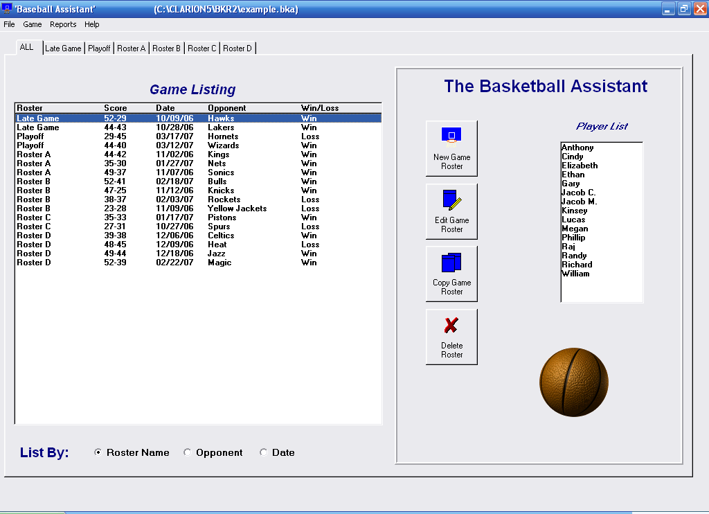 Basketball Roster Organizer 1.2.1
