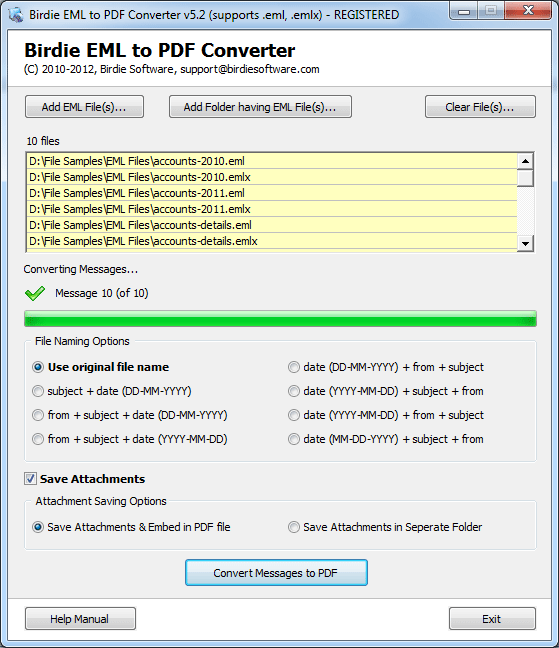 Batch Convert EML to PDF 6.5