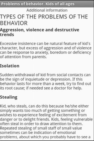 Behavioral disorder in child Varies with device