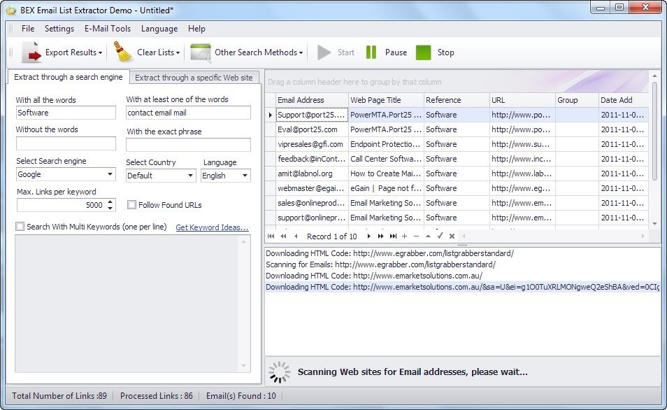 BEX Email List Extractor 1.0.0.0