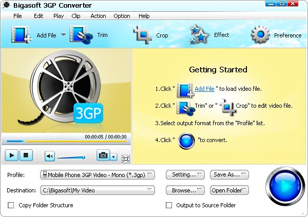 Bigasoft 3GP Converter 3.3.28.4168