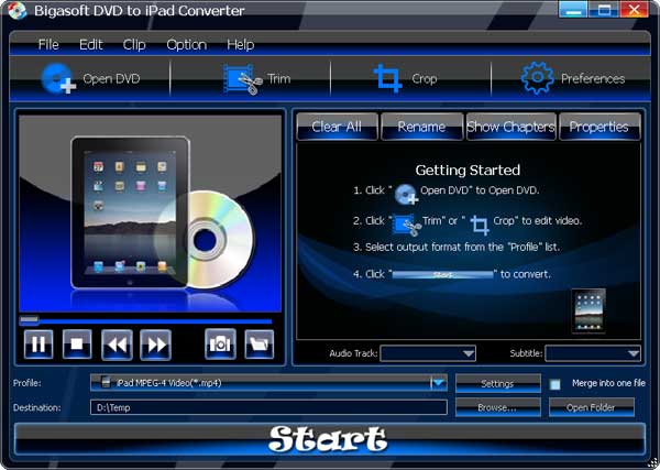Bigasoft DVD to iPad Converter 1.6.3.3805