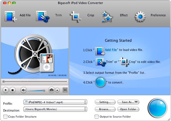 Bigasoft iPod Video Converter for Mac 3.3.24.4155