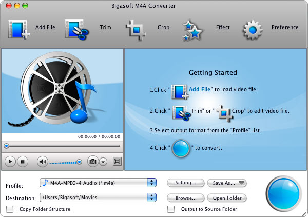 Bigasoft M4A Converter for Mac 3.3.17.4134