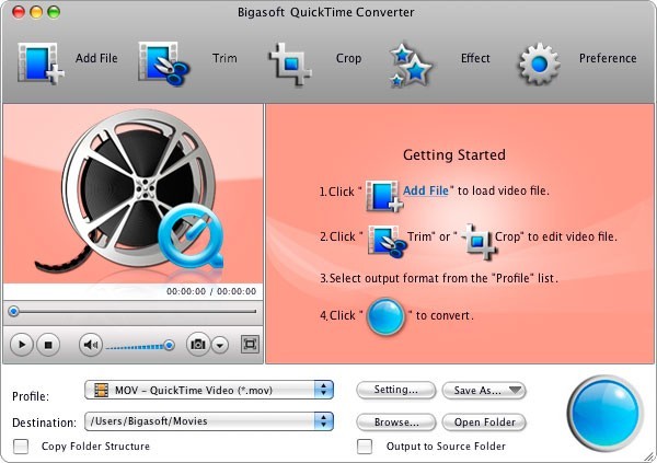 Bigasoft QuickTime Converter for Mac 3.3.28.4168