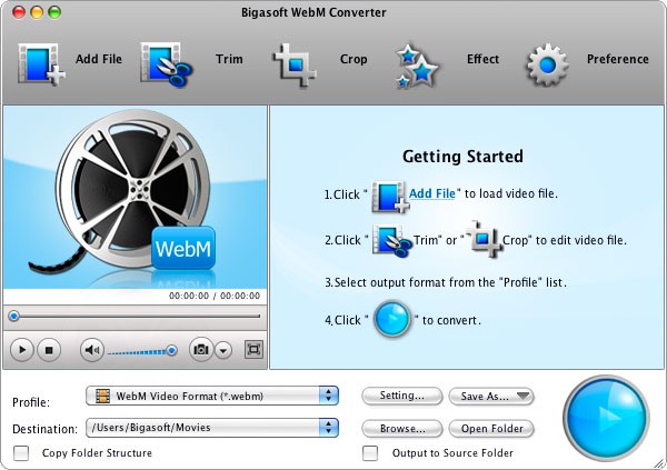 Bigasoft WebM Converter for Mac 3.6.14.4463