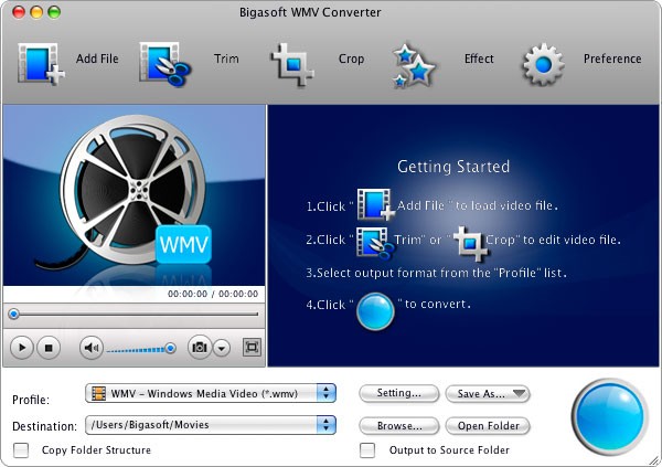 Bigasoft WMV Converter for Mac 3.3.29.4169