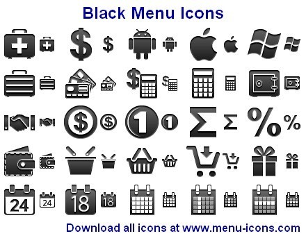 Black Menu Icons 2012.1