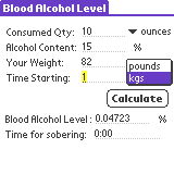 Blood Alcohol Level for Palm 1.0