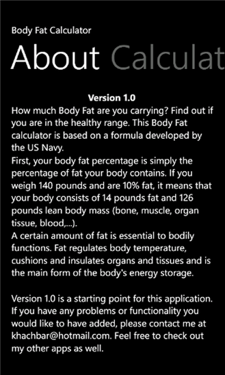 Body Fat Calculator 1.0.0.0