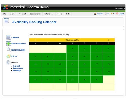 Booking Calendar Joomla 2.5