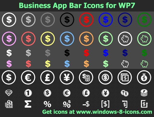 Business App Bar Icons for WP7 2.0