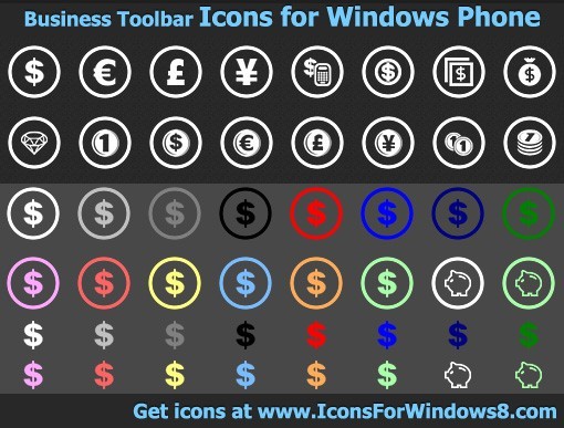 Business Toolbar Icons for Windows Phone 2012.1
