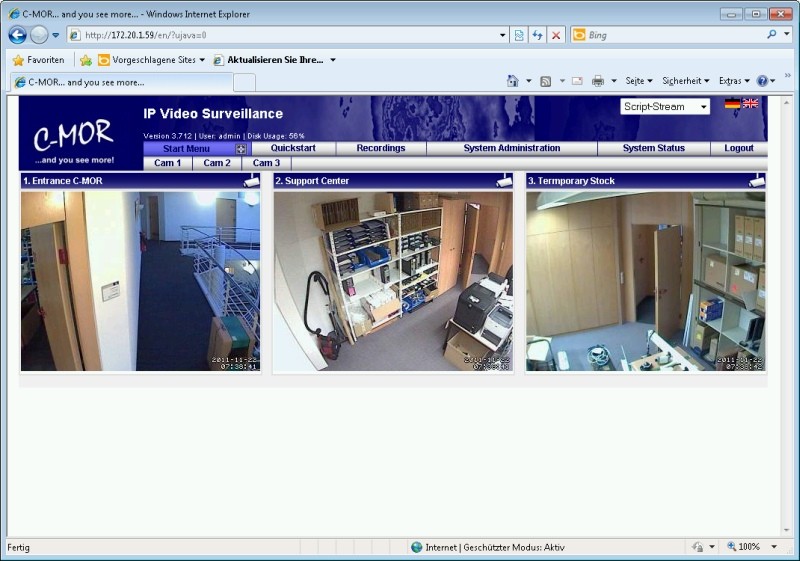 C-MOR IP Video Surveillance VM for VirtualBox 4.0002