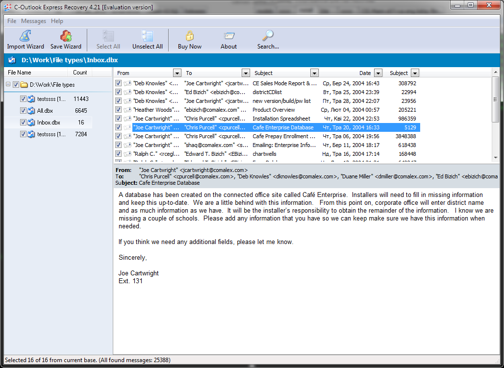 C-Outlook Express Recovery 1.04