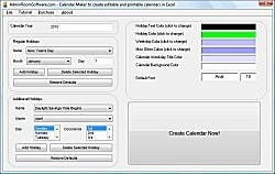 Calendar Maker to create editable and printable calendars in Excel 9.0