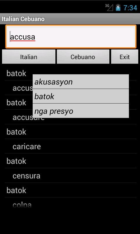 Cebuano Italian Dictionary 6.4